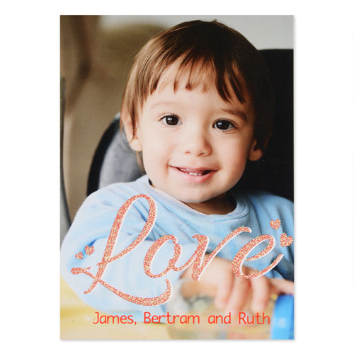 Valentinstag Glitzer Fotokarte Rot Personalisieren 127x178