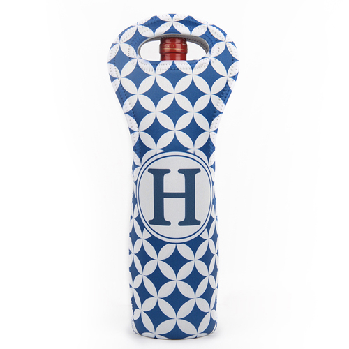Navy Gitter  Weintasche aus Neopren Beide Seiten Personalisieren