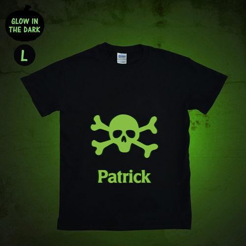 Totenkopf Leuchtendes T-Shirt Glow Personalisieren Baumwolle Größe L Large