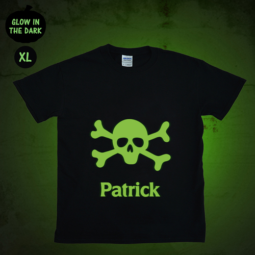 Totenkopf Leuchtendes T-Shirt Glow Personalisieren Baumwolle Größe XL