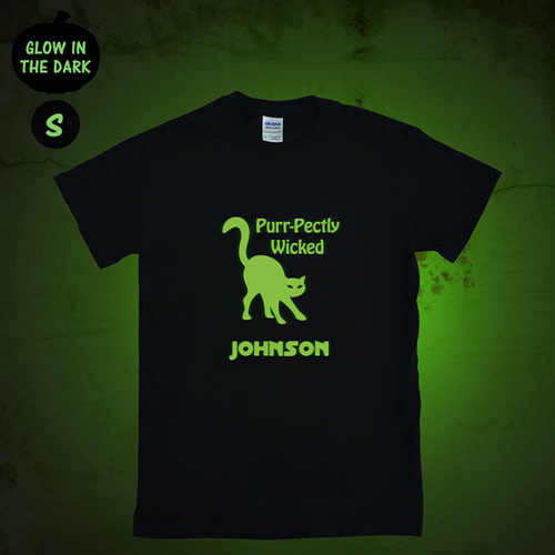 Leuchtendes T-Shirt Glow Katze Personalisieren Baumwolle Größe S Small