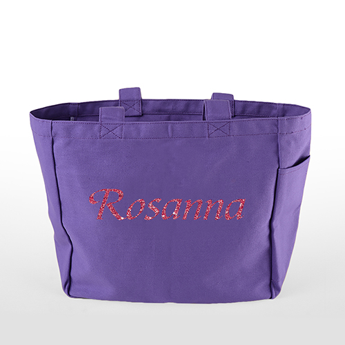 Glitzer Baumwolltasche Text Foto Personalisieren Accessoire Lila