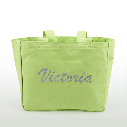 Glitzer Baumwolltasche Text Foto Personalisieren Accessoire Grün