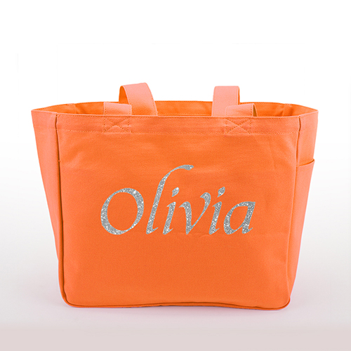 Glitzer Baumwolltasche Text Foto Personalisieren Accessoire Orange
