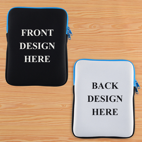 Blau New iPad & 2,3,4 Sleeve beidseitig personalisieren Hochformat 195 x 250 mm Neopren