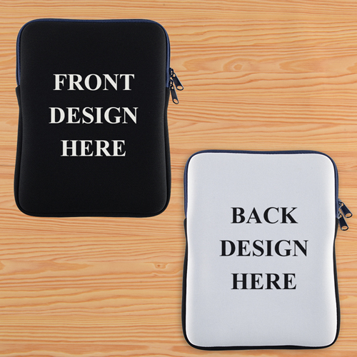 Dunkelblau Navy New iPad & 2,3,4 Sleeve beidseitig personalisieren Hochformat 195 x 250 mm Neopren