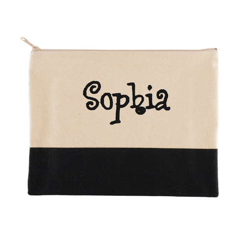 Große Bestickte Kosmetiktasche Gestalten 22,9 x 29,8 cm Schwarz