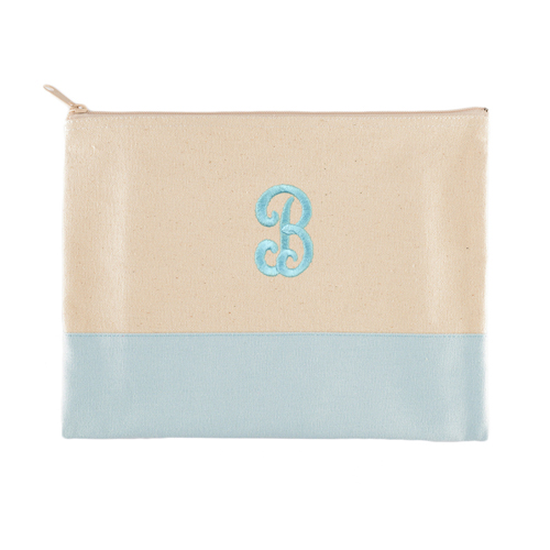 Große Bestickte Kosmetiktasche Gestalten 22,9 x 29,8 cm Blau