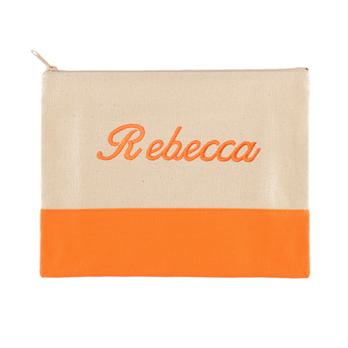 Große Bestickte Kosmetiktasche Gestalten 22,9 x 29,8 cm Orange