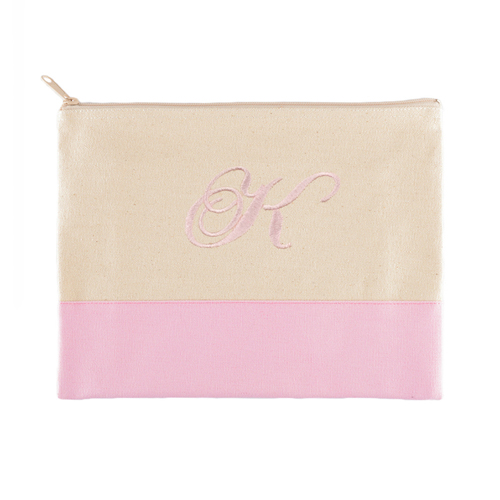Große Bestickte Kosmetiktasche Gestalten 22,9 x 29,8 cm Pink