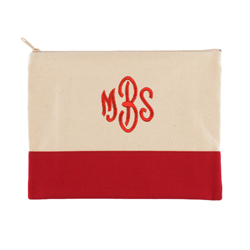 Große Bestickte Kosmetiktasche Gestalten 22,9 x 29,8 cm Rot