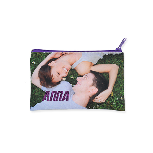 127 x 203 mm Glitzer Kosmetiktasche Beidseitig Personalisieren Reißverschluss purple