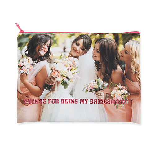 241x330 mm Glitzer Kosmetiktasche Beidseitig Personalisieren Reißverschluss hot pink