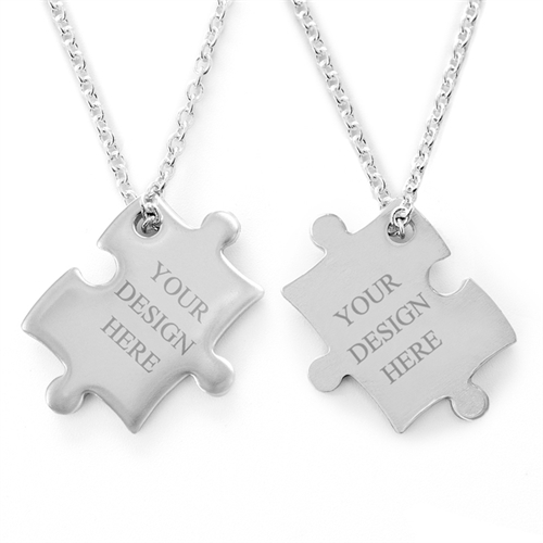 Puzzle Halskette Gravur Anhänger beidseitig  selbst gestalten