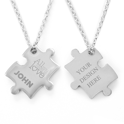Love Puzzle Halskette Gravur Anhänger Personalisieren Samtbeutel