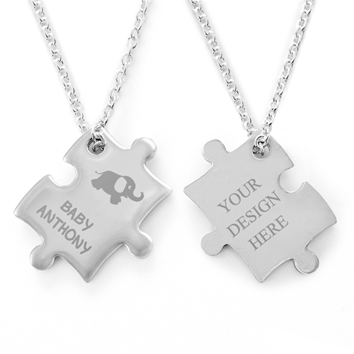 Elefant Puzzle Halskette Gravur Anhänger Personalisieren Samtbeutel