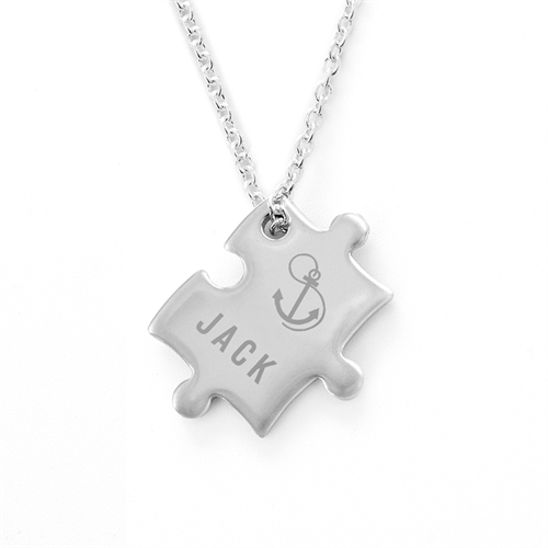 Anker Puzzle Halskette Gravur Anhänger einseitig Personalisieren