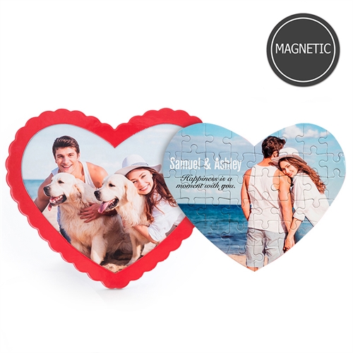 Magnet Herz Fotopuzzle Gestalten mit Aufsteller Roter Rahmen