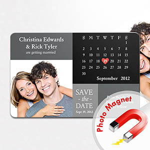 Großer Kalender Fotomagnet Save the Date Schwarz 10,16 x 15,24 cm