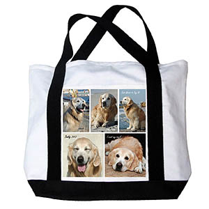 Leinwandtasche Kollage Fünf Bilder, Weiss
