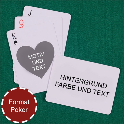 Herzpoker Spielkarten Beidseitig Personalisierbar Rückseite Querformat