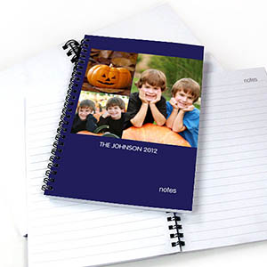 Notizbuch, Drei Fotos, Einzeilig, Blau