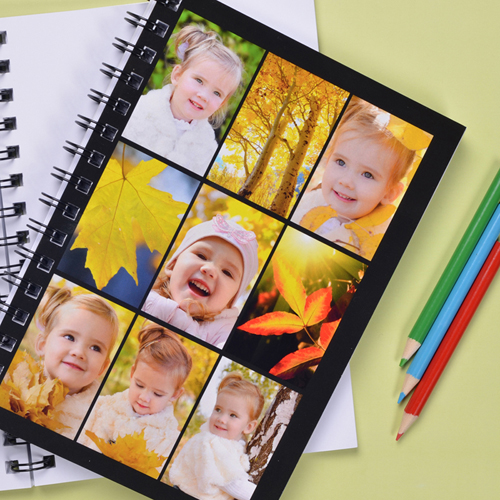 Notizbuch, Neun Fotos, Schwarz