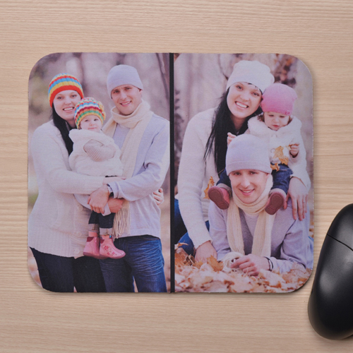Zwei Fotos Mauspad Schwarz Hochformat Personalisiert