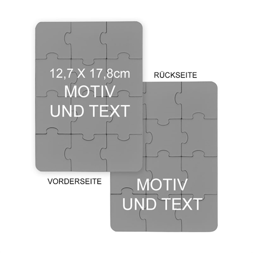 Beidseitig gestaltbare FotoPuzzle Einladung, Hochformat