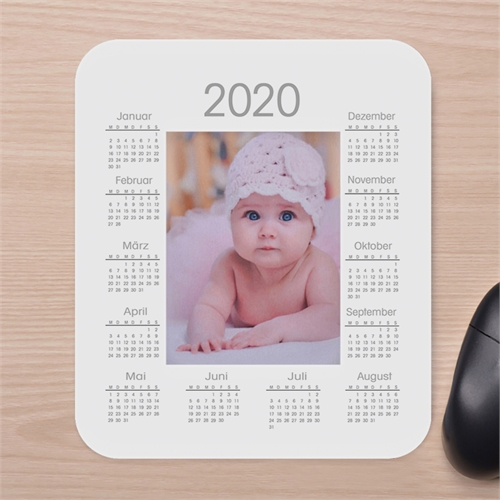 Designer Fotokalender Mauspad Weiß