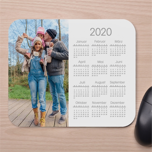 Modernes Foto Kalender Mauspad Weiß
