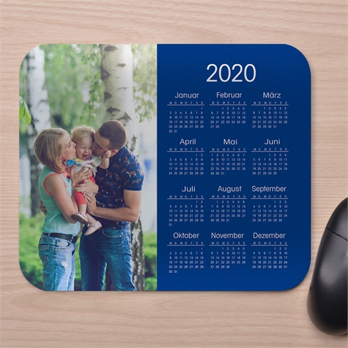 Modernes Foto Kalender Mauspad Blau