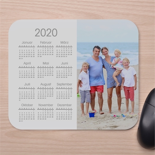 Einfaches Fotokalender Mauspad Weiß