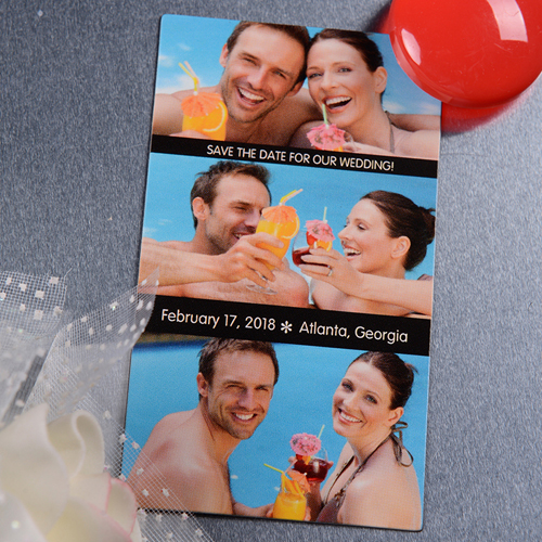 Eheschließung Save the Date Fotomagnet Schwarz 5,08 x 8,89 cm