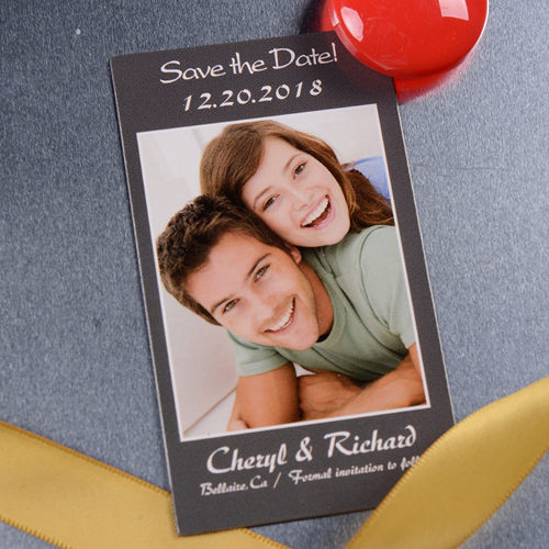 Modern Save the Date Magnet Grau 5,08 x 8,89 cm