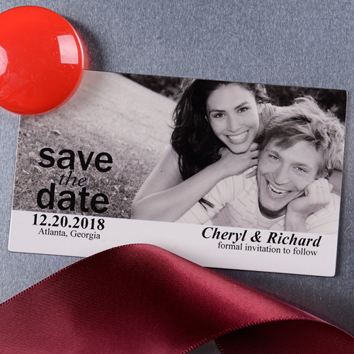 Schnappschuss Save the Date Weiß Fotomagnet 5,08 x 8,89 cm