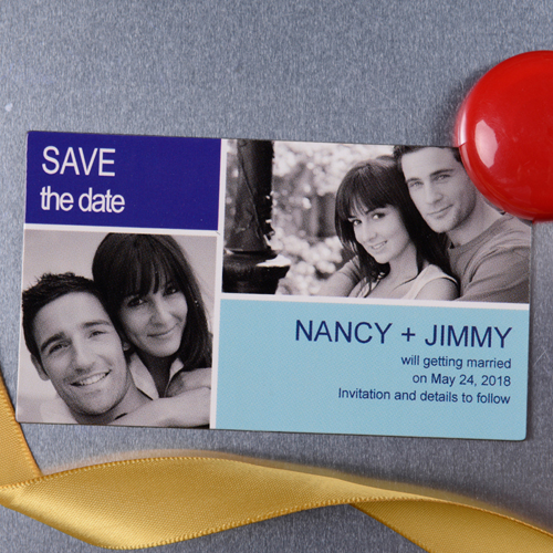 5,08 x 8,89 cm Save the Date Fotomagnet Blau