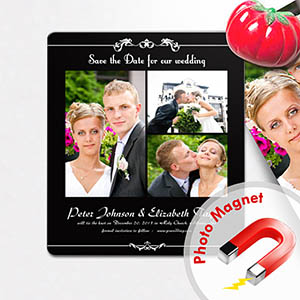 8,89 x 10,16 cm Save the Date Magnet Schwarz