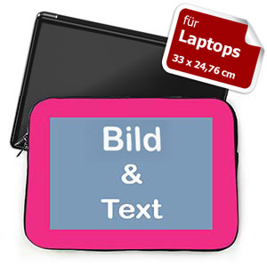 Personalisierte Laptop Tasche, Medium, Pinkfarbener Rand