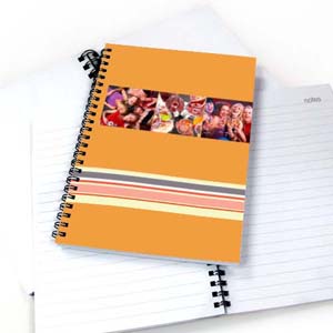 Notizbuch, Drei Fotos, Buntgestreift, Orange