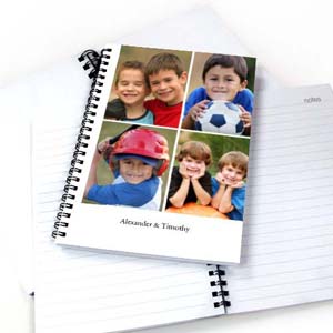 Notizbuch, Vier Fotos, Einzeilig