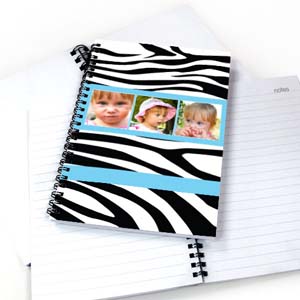 Notizbuch Dreier Kollage Zebra Cooles Blau