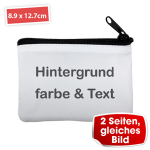 Personalisierte Foto-Geldbörse mit gleicher Hintergrundfarbe, Text und Fotos