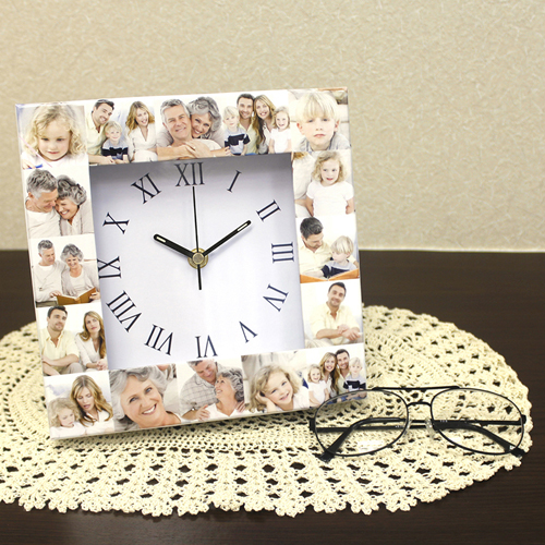 Weiße Uhr Kollage Römische Ziffern Großes Zifferblatt