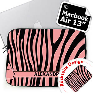 Pink Zebra Initialen Schwarz & Pink MacBook Air 13 Tasche