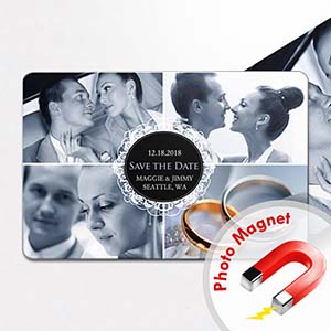 Vintage Collage vier Fotos Save the Date Fotomagnet 10,16 x 15,24 cm