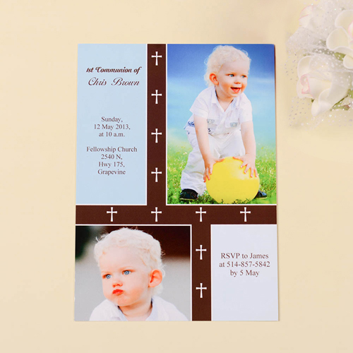 Kreuz Konfirmation Kommunion Sohn Einladungskarte Personalisieren 127x178