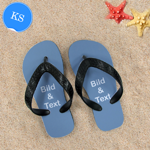 Personalisierte Strandsandalen Kinder Größe KS 25-28 EIN BILD Schwarz