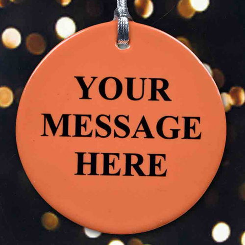 Orange Runder Schmuck aus Porzellan mit Foto und Text