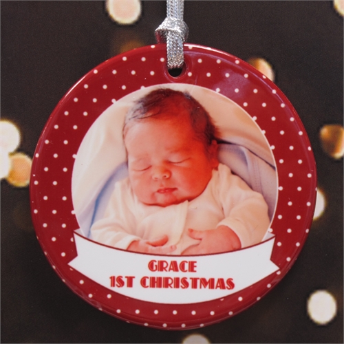 Weiße Punkte auf Rot Porzellanschmuck Weihnachten Personalisieren